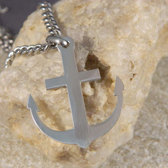 Stainless Steel Large Anchor Necklace